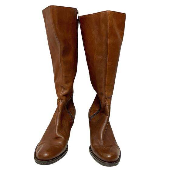 Born Navi Leather Knee High Boots Size 9 Cognac Brown Heeled Boho Equestrian - Picture 4 of 10
